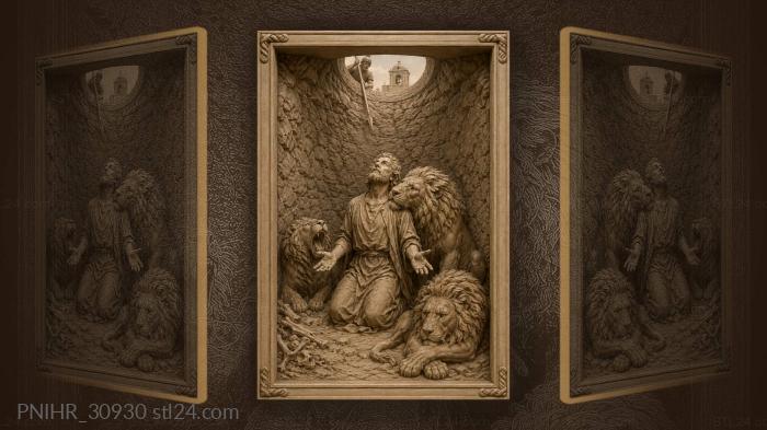 Daniel in the lions’ den prayer 3d STL model
