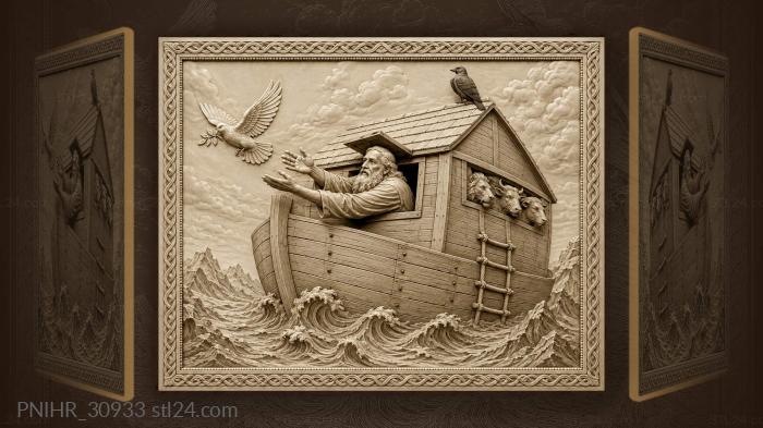 Noah reaches toward the returning dove 3d STL model