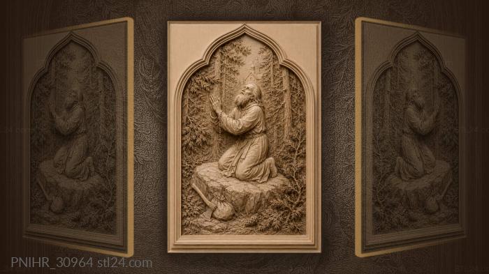 Seraphim prays on stone among pines 3d STL model