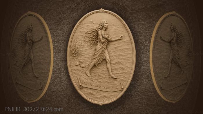 Mary strides barefoot through windblown dunes 3d STL model