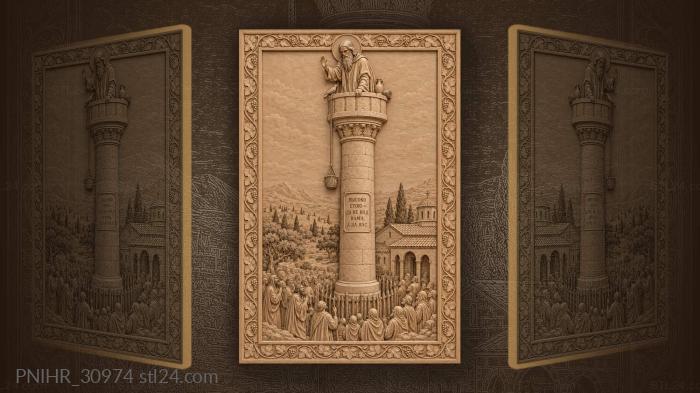 Saint simeon on column blessing people 3d STL model
