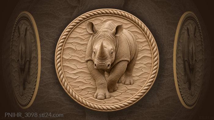 Young rhino amidst cracked earth 3d STL model