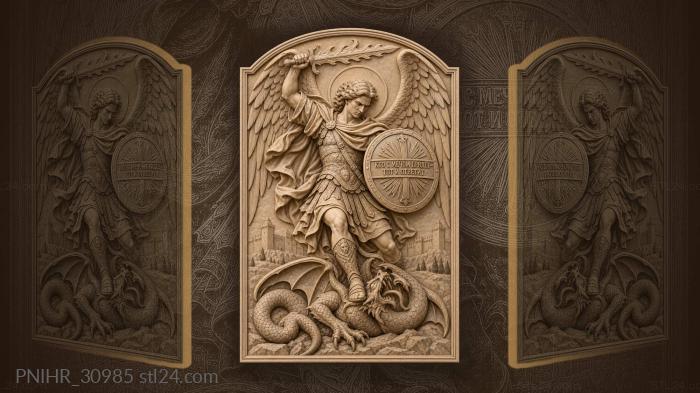 Michael the archangel defeating the serpent 3d STL model