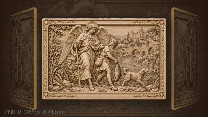 Tobias carries his catch beside the archangel 3d STL model
