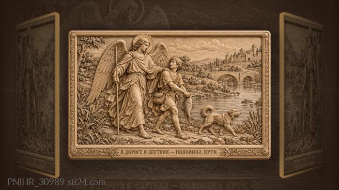 Tobias hoists a fish beside raphael 3d STL model
