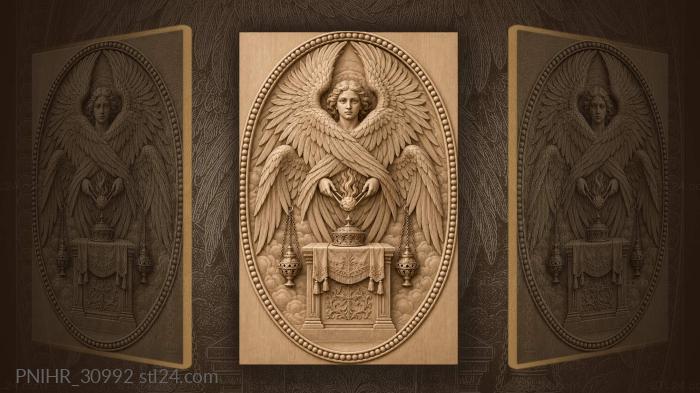 Six winged seraph holding glowing coal 3d STL model