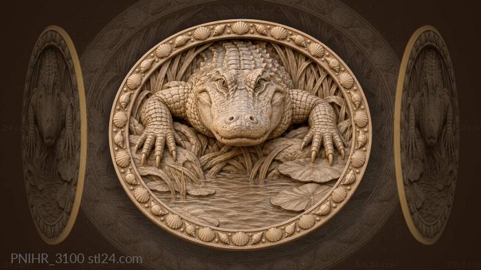 Alligator rising from shell border 3d STL model