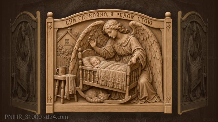 Angel watching over peaceful baby sleep 3d STL model
