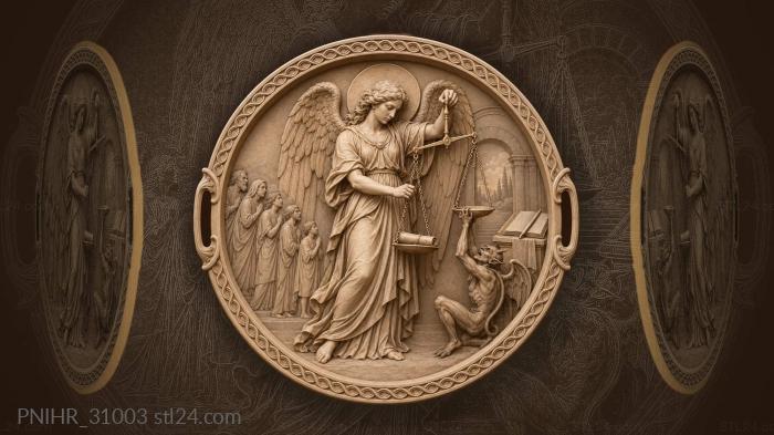 Angel weighing souls while demon pulls pan 3d STL model