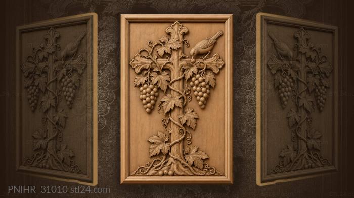 Bird pecking a berry on a flowering cross 3d STL model