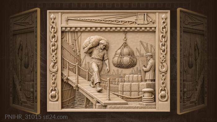 Busy harbor porter with cargo 3d STL model