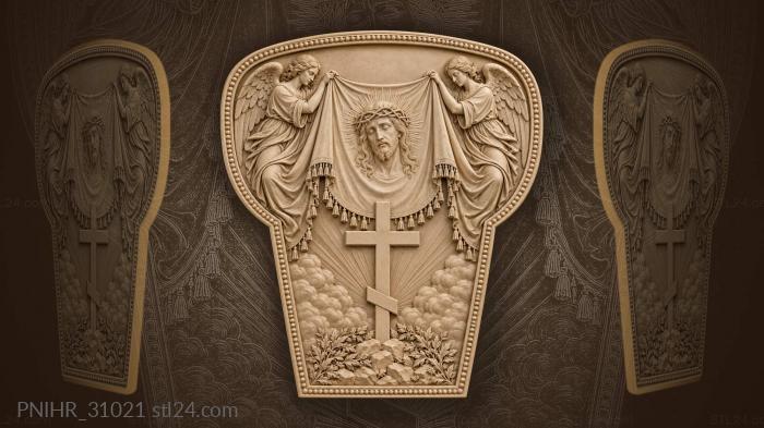 Angels holding sacred cloth with cross 3d STL model