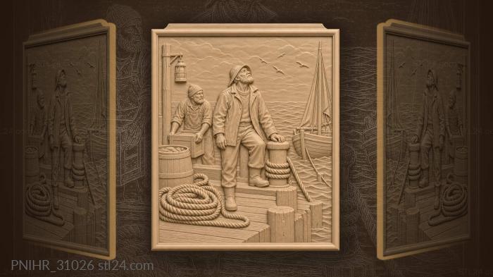 Old fisherman on the jetty reading the sky 3d STL model