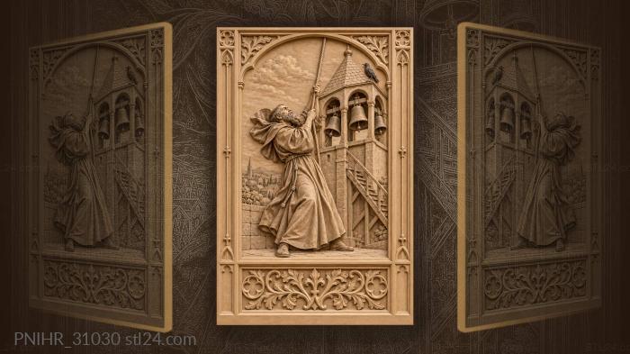 Monk pulling the bell rope 3d STL model