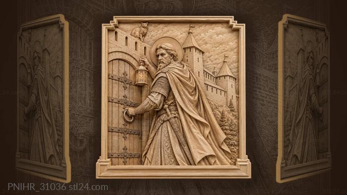 Warrior saint at monastery gates 3d STL model