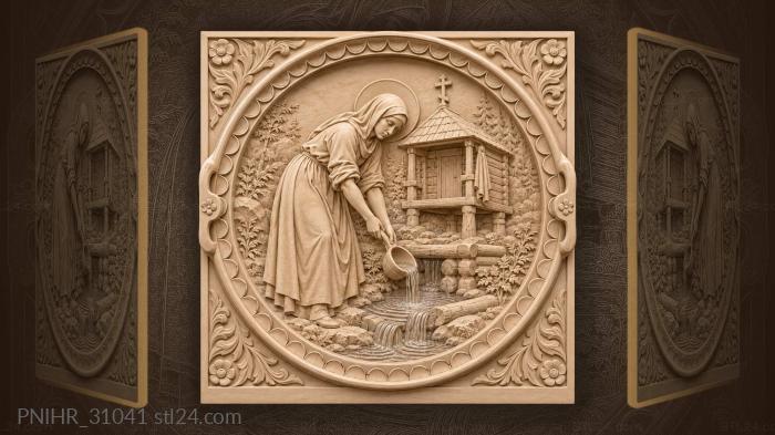Saint drawing water from spring 3d STL model