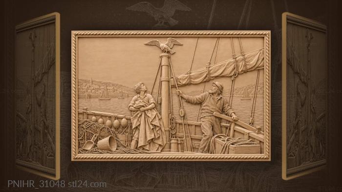 Sailing smack gull and young deckhand 3d STL model