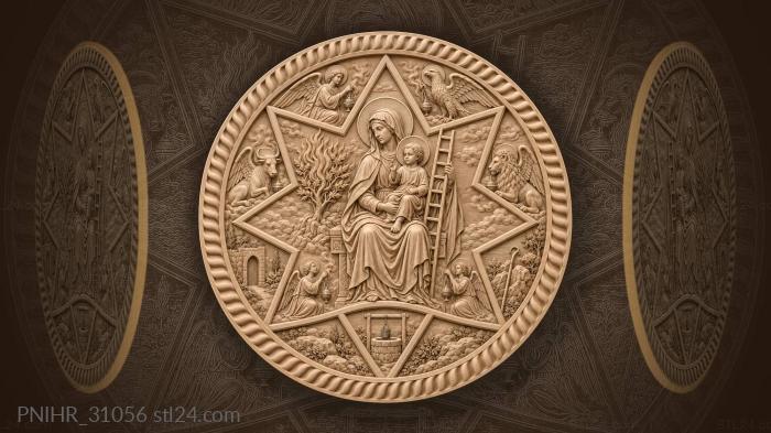 Mother of god holds ladder by bush 3d STL model