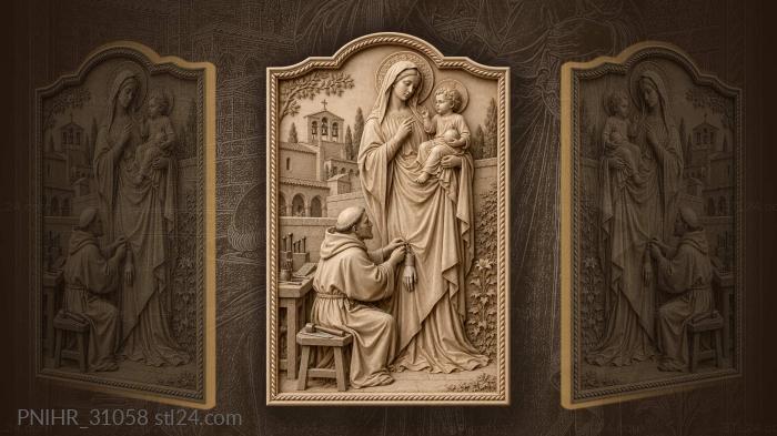 Virgin blesses the monk hanging silver 3d STL model