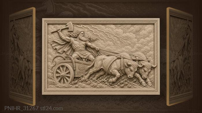 Peruns chariot ride powerful aurochs 3d STL model