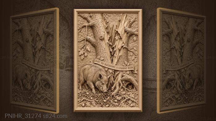 Wild boar crosses the storm split roots 3d STL model