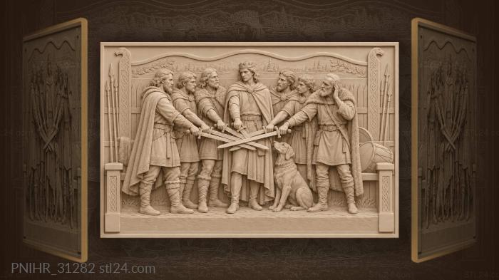 Prince and warriors with crossed swords 3d STL model