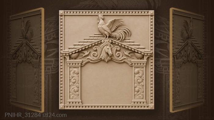 Rooster above horse head window 3d STL model