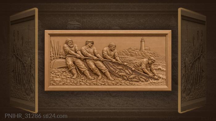 Fishermen free a snagged float 3d STL model