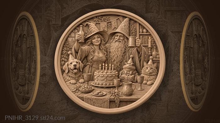 Birthday feast with witch and wizard 3d STL model