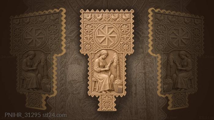 Spinning woman sun rosette birds comb 3d STL model