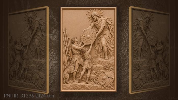 Sun giver passes fire to young warriors 3d STL model