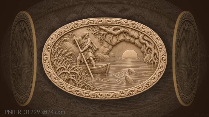 Ferryman and sun in underground river 3d STL model