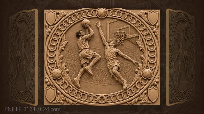 Basketball duel dynamic action players 3d STL model