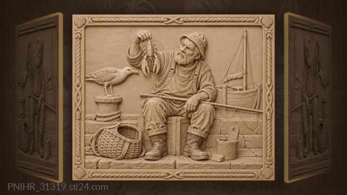 Empty creel and a crayfish with a proverb 3d STL model