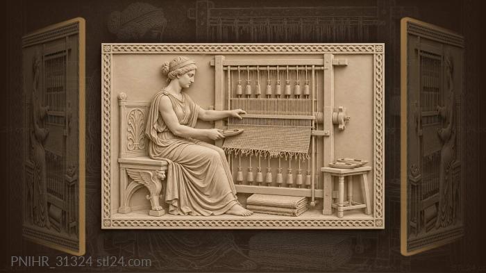 Goddess weaving at the loom 3d STL model