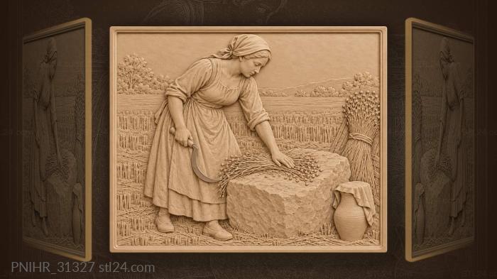 First flax harvest stone inscription 3d STL model