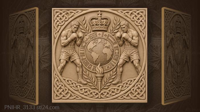 Boxers globe flags crown torch 3d STL model