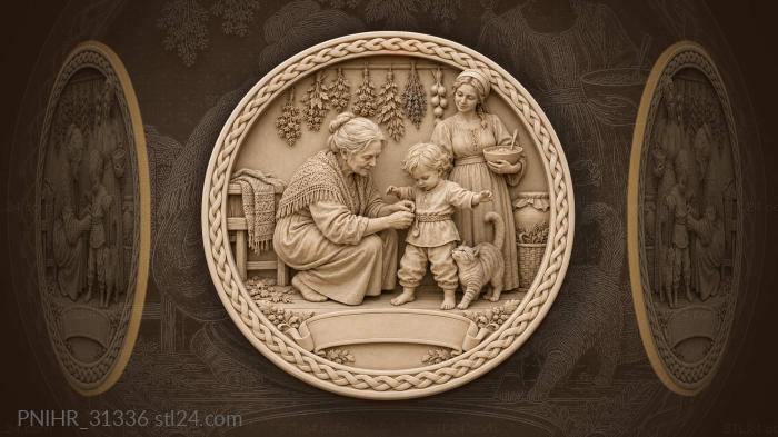 Holding porridge mother watches the toddler 3d STL model