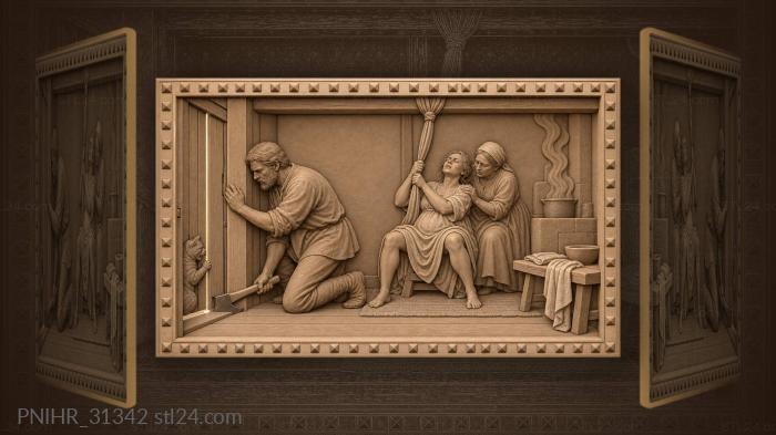Worried husband wards evil from childbirth 3d STL model