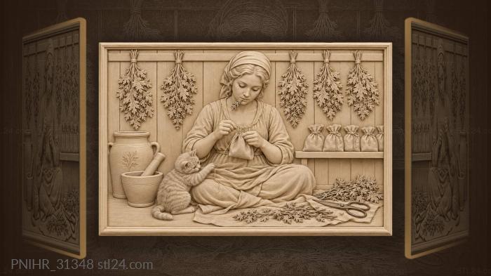 Herbalist and playful kitten crafting pouches 3d STL model