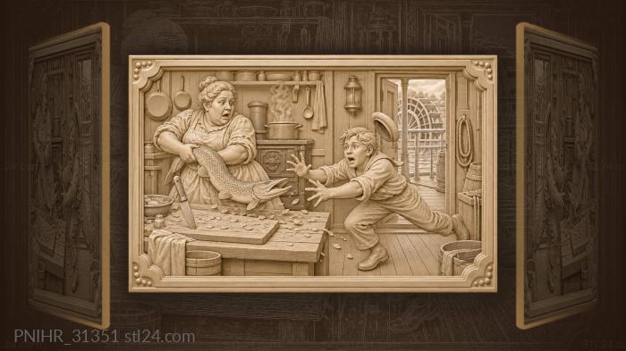 Steamboat cook and escaping pike 3d STL model