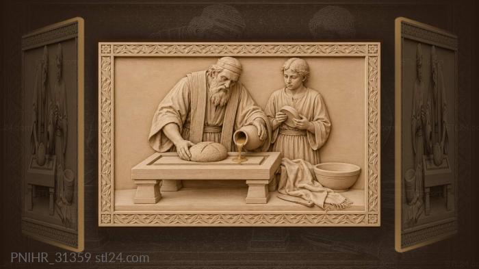 Priest offering bread and honey 3d STL model