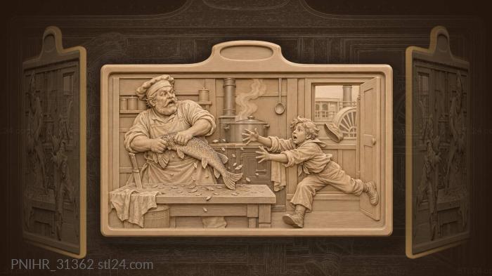 Pike escaping the cook on a steamer 3d STL model