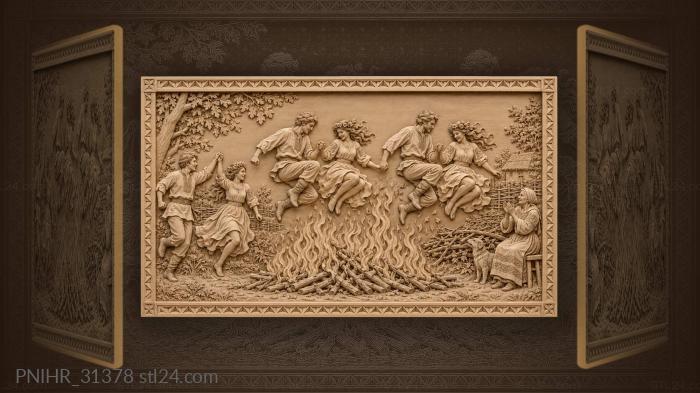 Couples leaping bonfire night celebration 3d STL model
