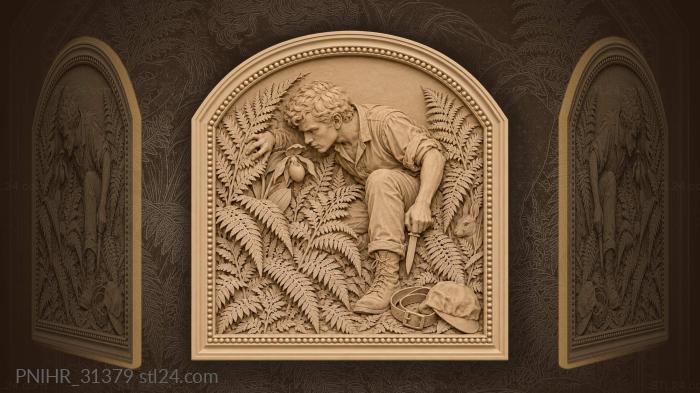 Youth parts the ferns before a flower 3d STL model