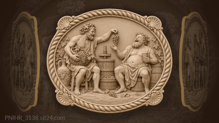 Winemakers sharing the grape harvest 3d STL model