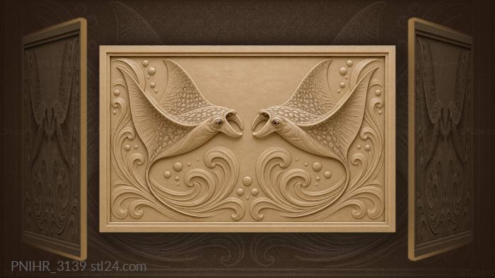 Graceful manta rays meet in dance 3d STL model