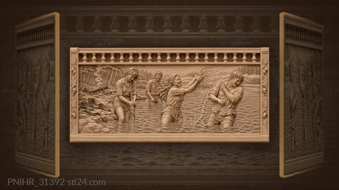 Girl splashes her laughing friend at dawn 3d STL model