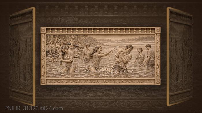 Swimmers wring braids through morning mist 3d STL model
