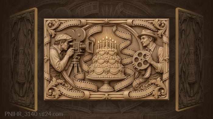 Old cinema birthday celebration scene 3d STL model